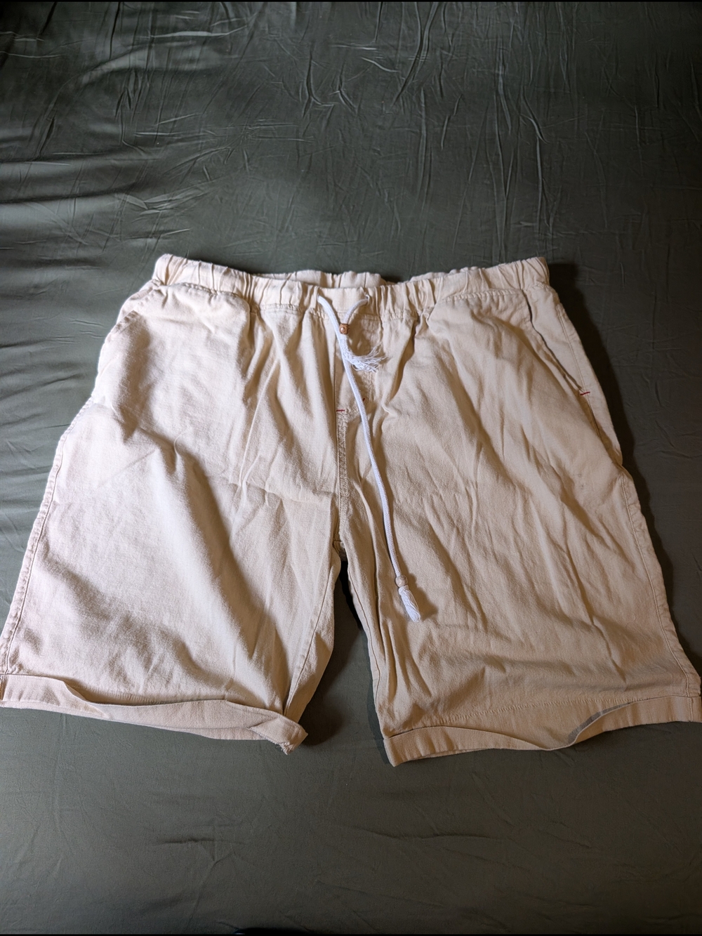 Men's Beige Drawstring Casual Shorts